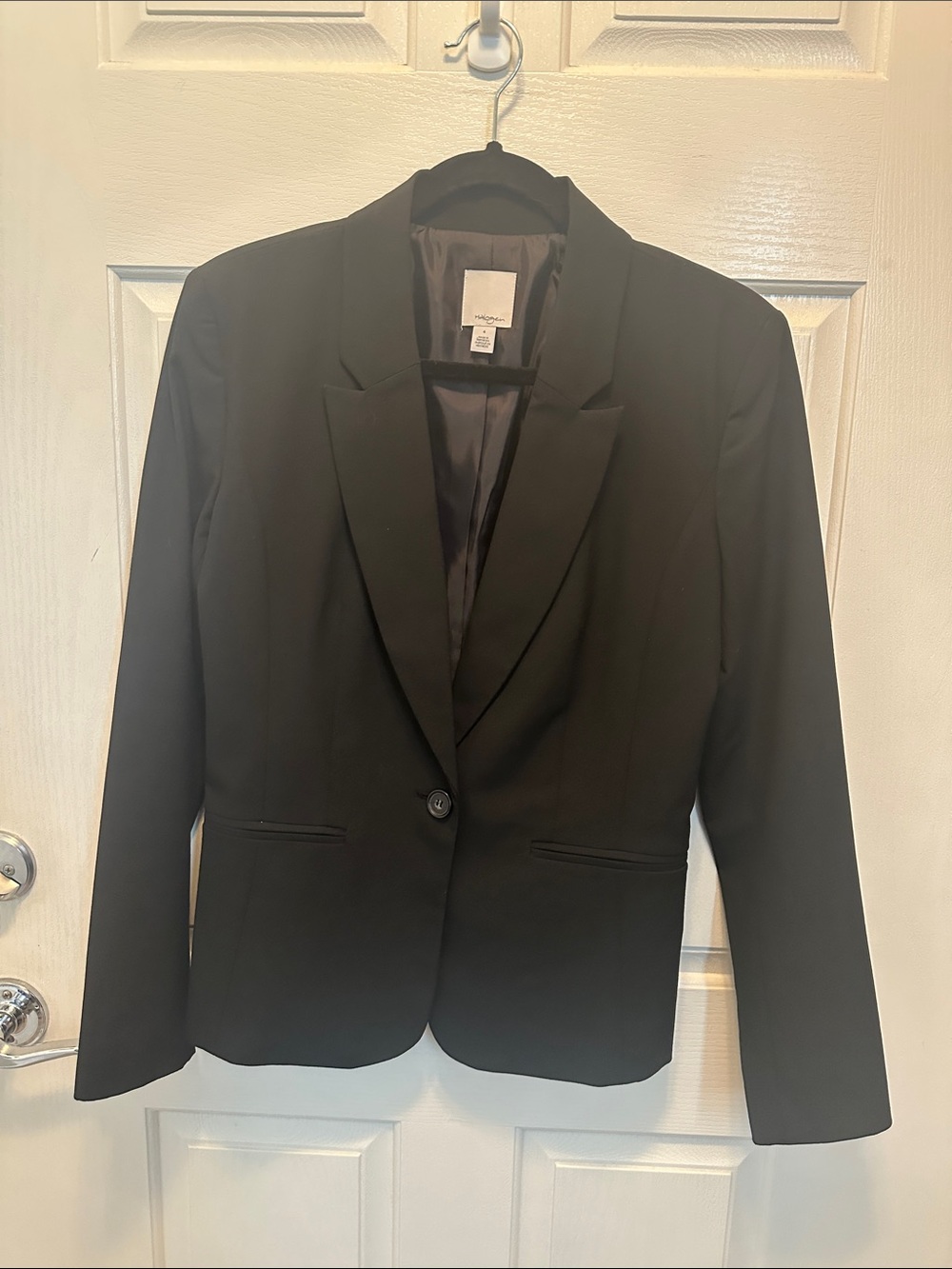 Halogen Black Single-Button Classic Blazer Wardrobe Staple Business Career Sz 4